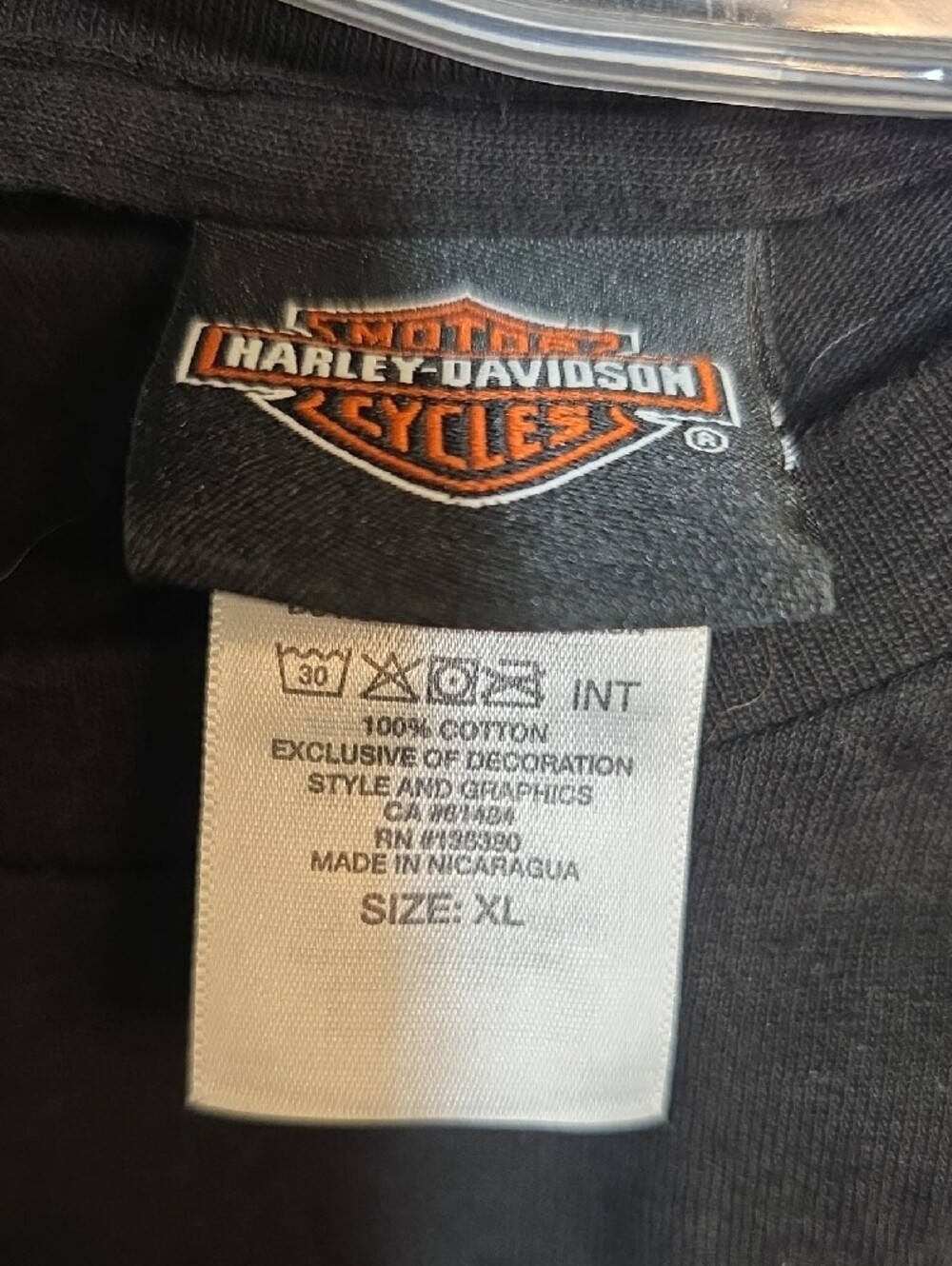 Harley-Davidson Black Long Sleeve Logo Tee with Orange Accents - Picture 3 of 3